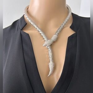 Vintage Silver tone Snake Mesh Necklace